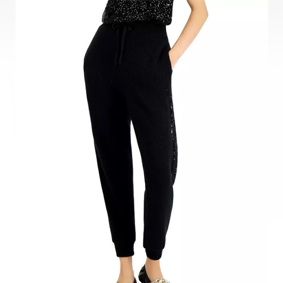 Sequin Stripe Sweater Knit BLACK JOGGERS INC NWT SIZE 3X - Picture 2 of 7